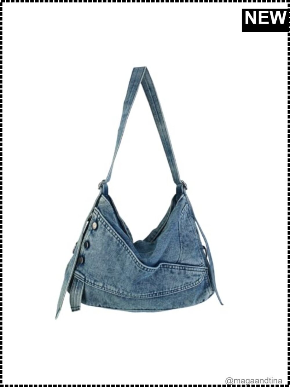 Denim Hobo Shoulder Bag Large Tote Adjustable Strap Crossbody Purse